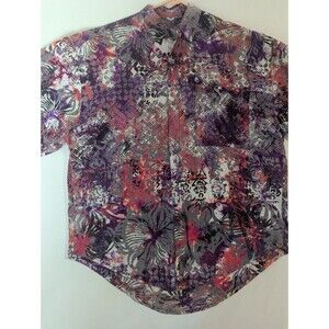 VTG Java Lava Men's Multicolor Geometric Button-Up Shirt Short Sleeve Hawaiian